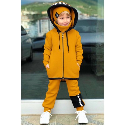 Erkek Çocuk Bereli Original Cool Sarı Eşofman Takım
