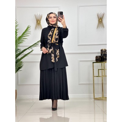RANA ETEKLİ TAKIM - SİYAH  - Siyah