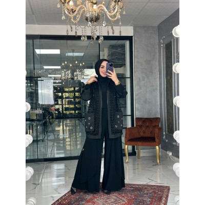Çilem Üçlü Takım Siyah - Siyah