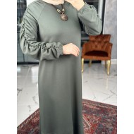 Kuvars Reglan Kol Elbise-Haki - Haki