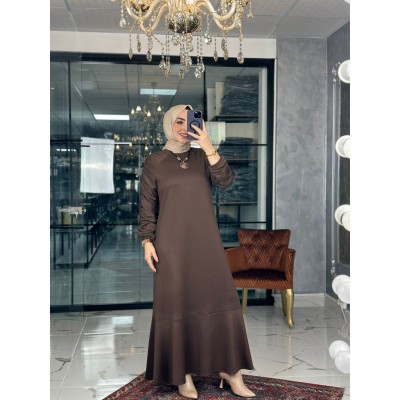 Kuvars Reglan Kol Elbise-A.Kahve - Acı Kahve