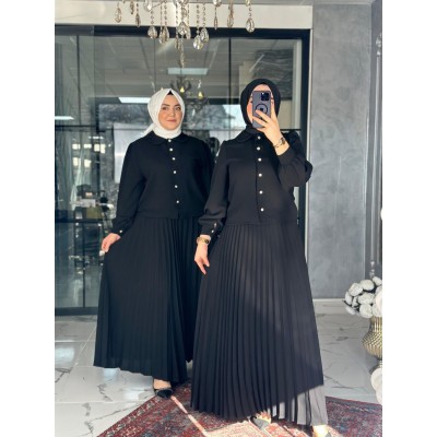 Rümeysa Etek Takım Siyah - Siyah