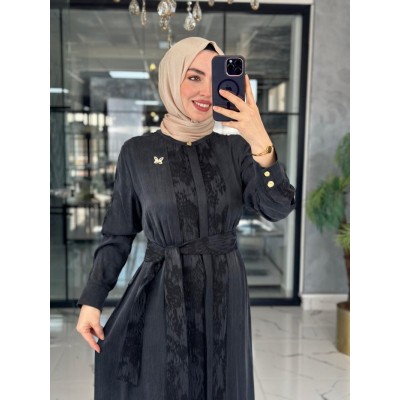 Şeyda Cupra Elbise-Siyah - Siyah